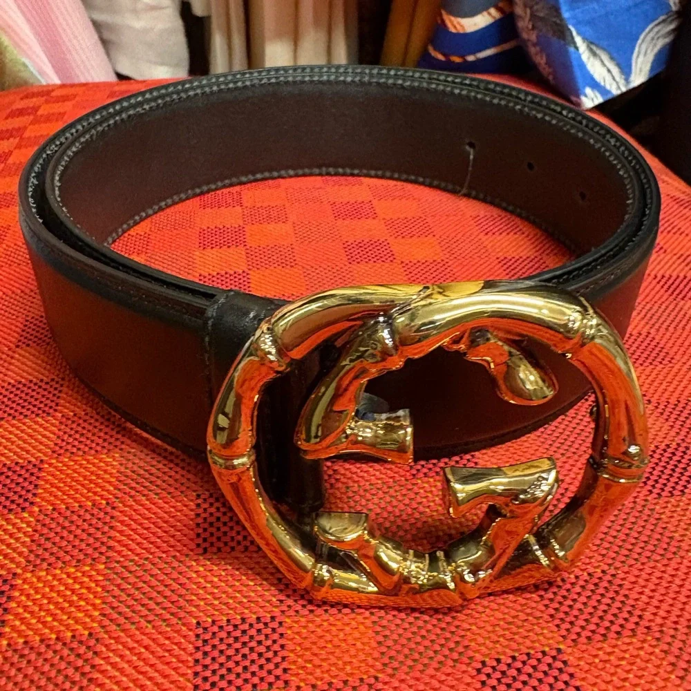Gucci Black Belt with Gold Buckle NWT